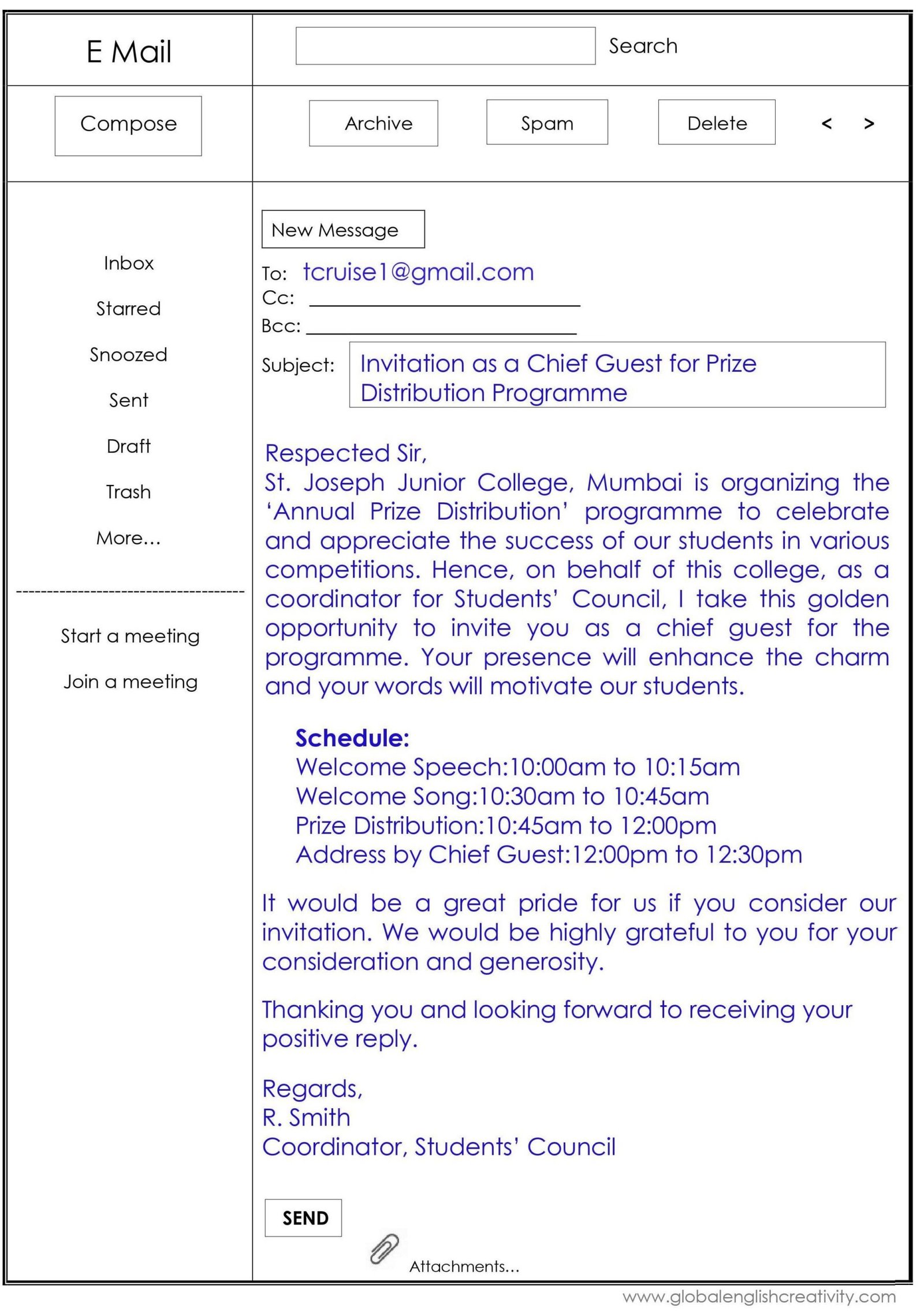 Email Writing_Prize Distribution Invitation